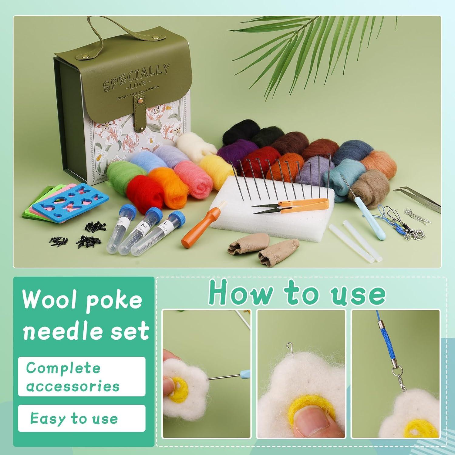 Kit de Agujas de Fieltro Mayboos 20 Colores con Caja Portátil