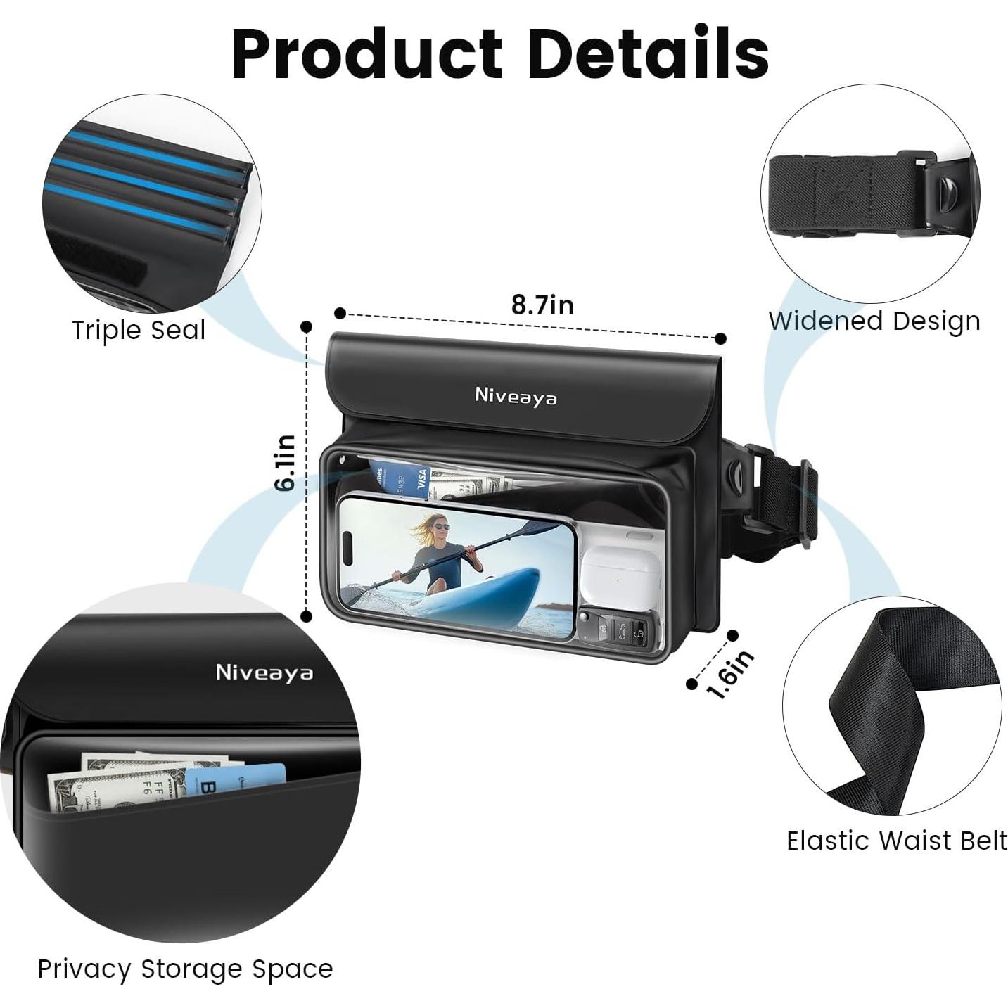 Fanny Pack Impermeable Niveaya IP68 - 2 Paquete, Bolsa Flotante