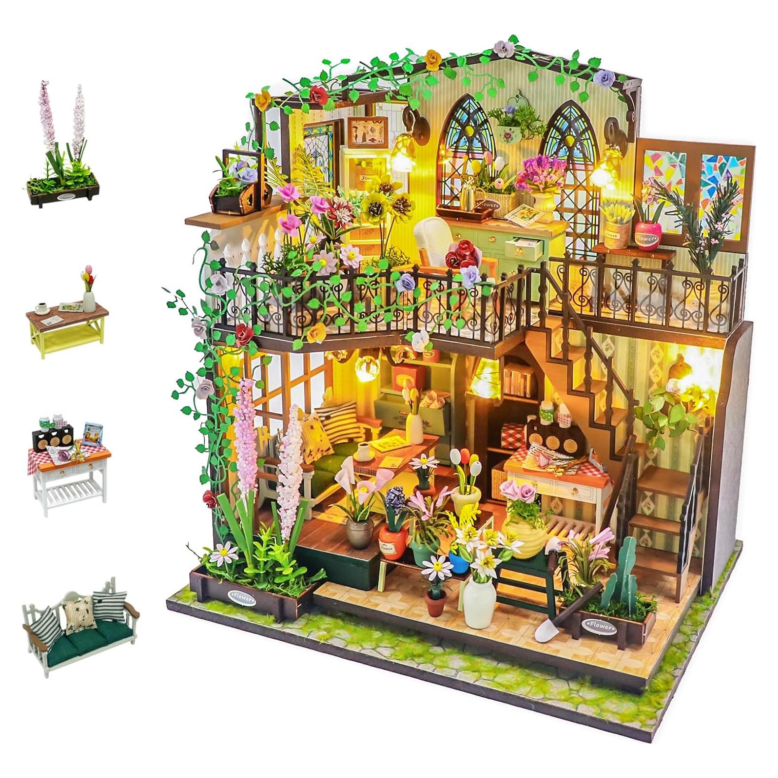 Kit Casa Miniatura DIY DSLDXYH con Muebles y LED