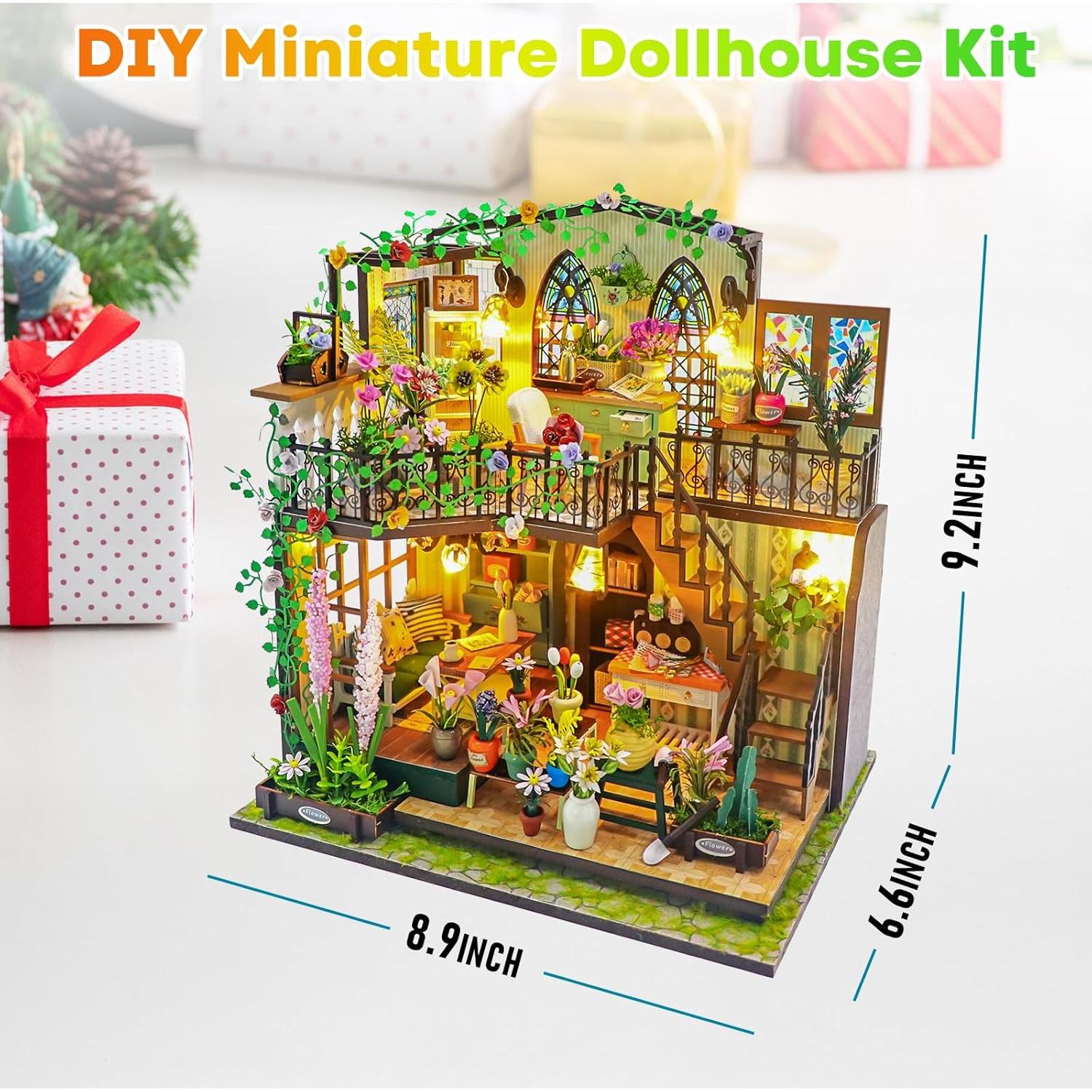 Kit Casa Miniatura DIY DSLDXYH con Muebles y LED