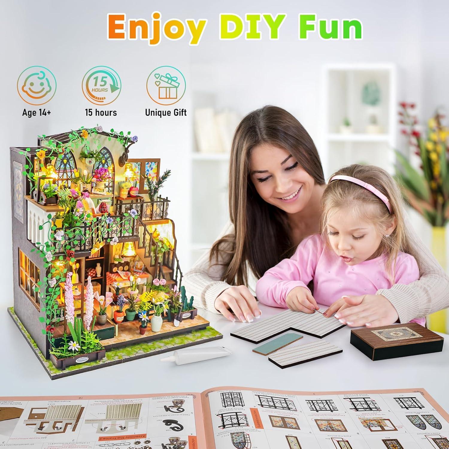 Kit Casa Miniatura DIY DSLDXYH con Muebles y LED