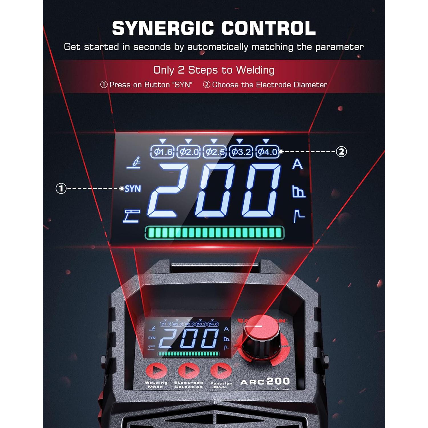 Soldador ARCCAPTAIN ARC200 200A Portátil con Pantalla LED