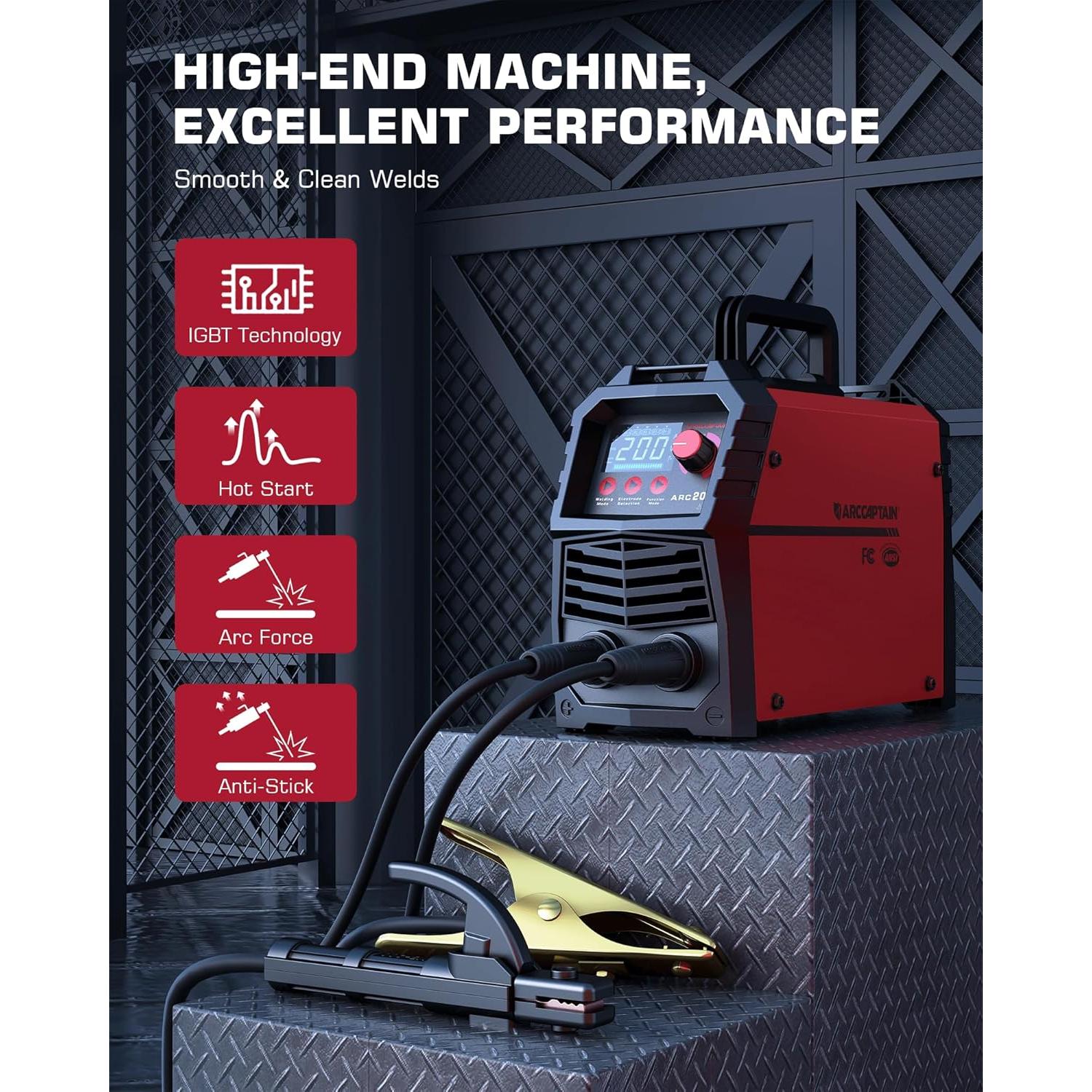 Soldador ARCCAPTAIN ARC200 200A Portátil con Pantalla LED