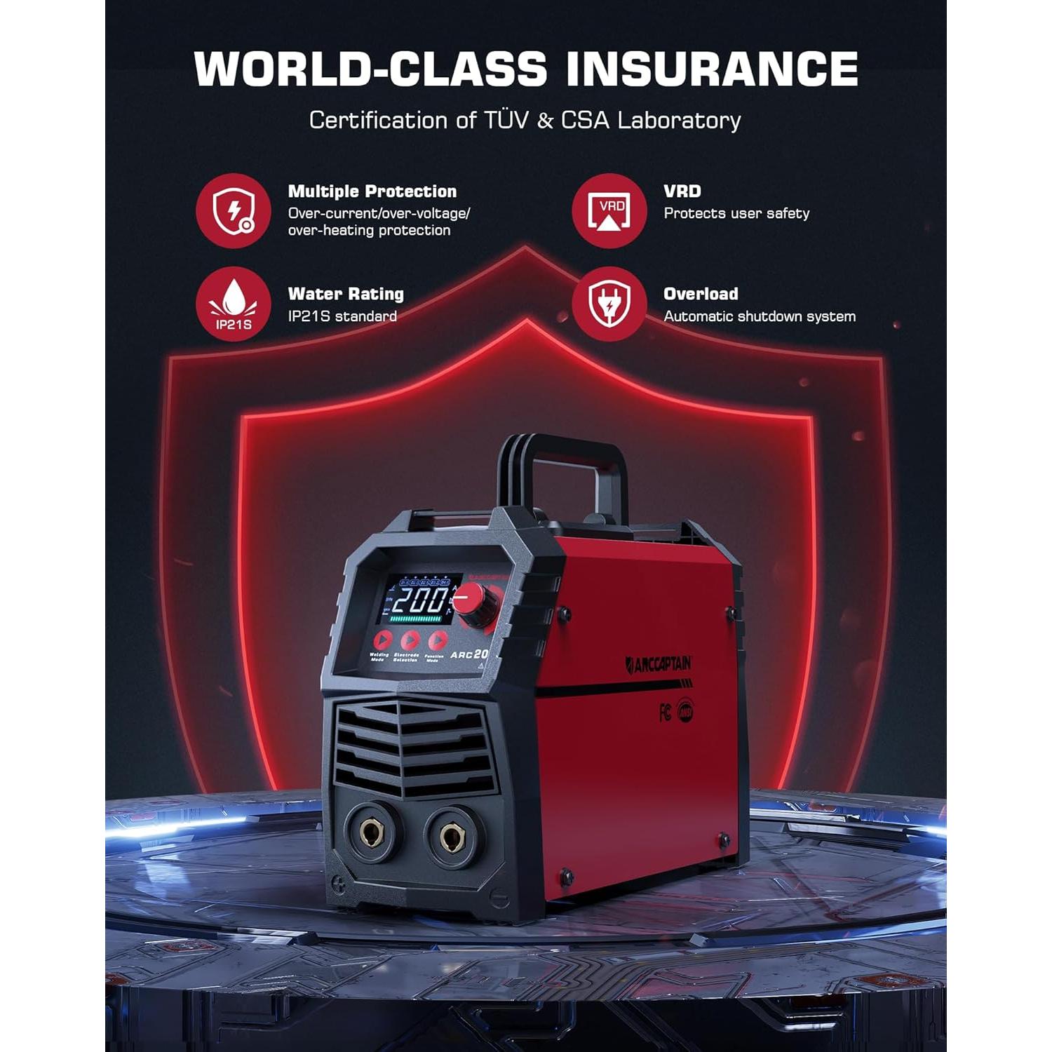 Soldador ARCCAPTAIN ARC200 200A Portátil con Pantalla LED