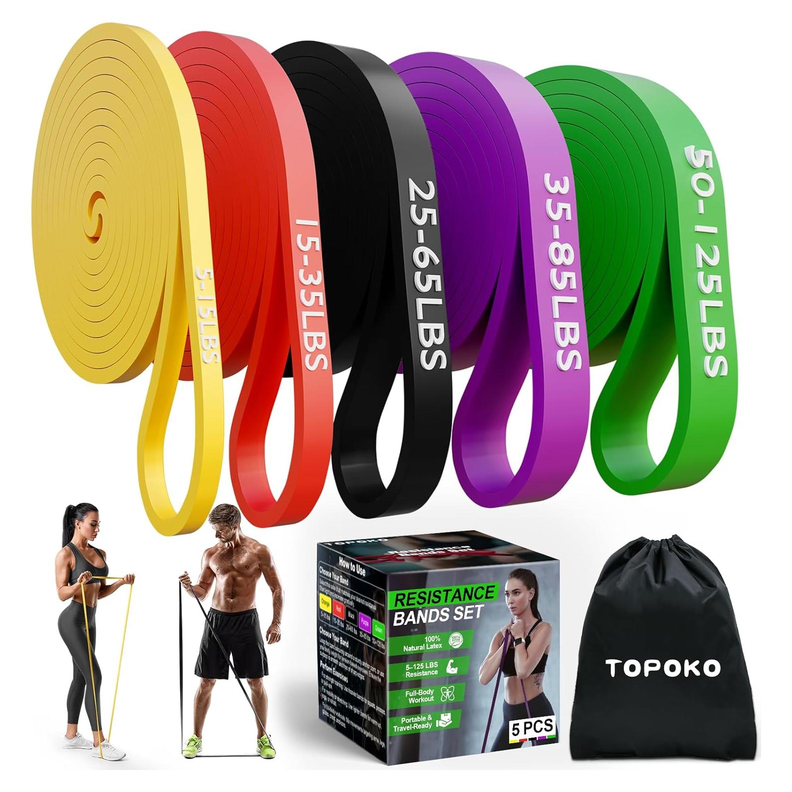 TOPOKO Set de Bandas de Resistencia 5 Niveles para Ejercicio