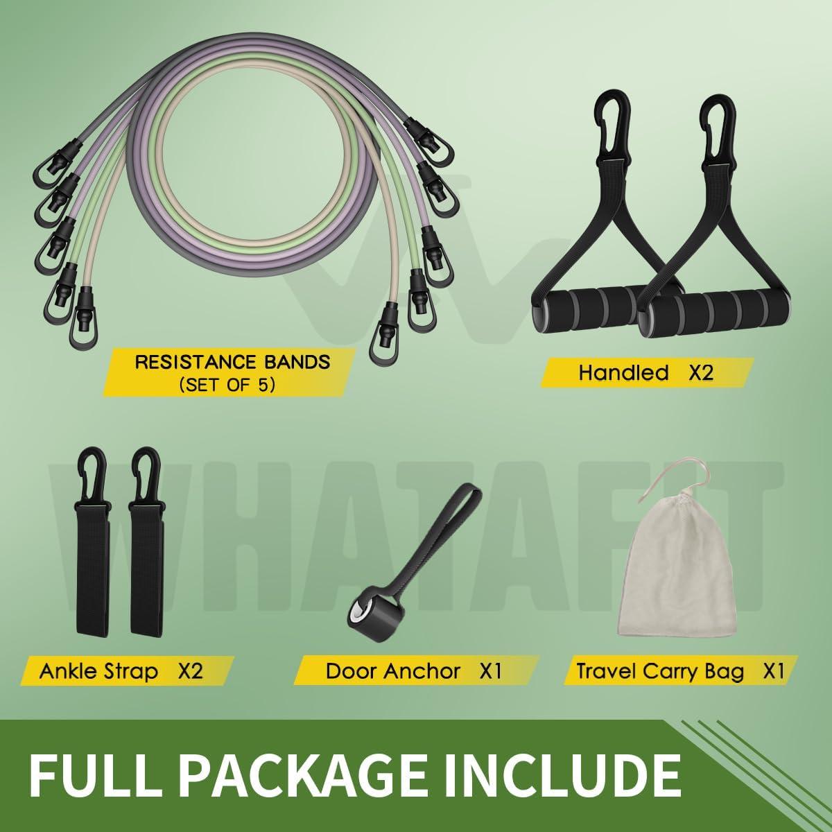 Bandas de Resistencia WHATAFIT 5 Niveles para Ejercicio en Casa