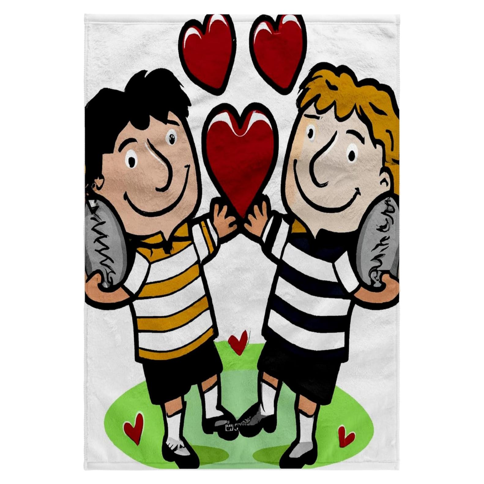 Toalla de Mano 3dRose 38x56 cm Caricatura Rugby San Valentín