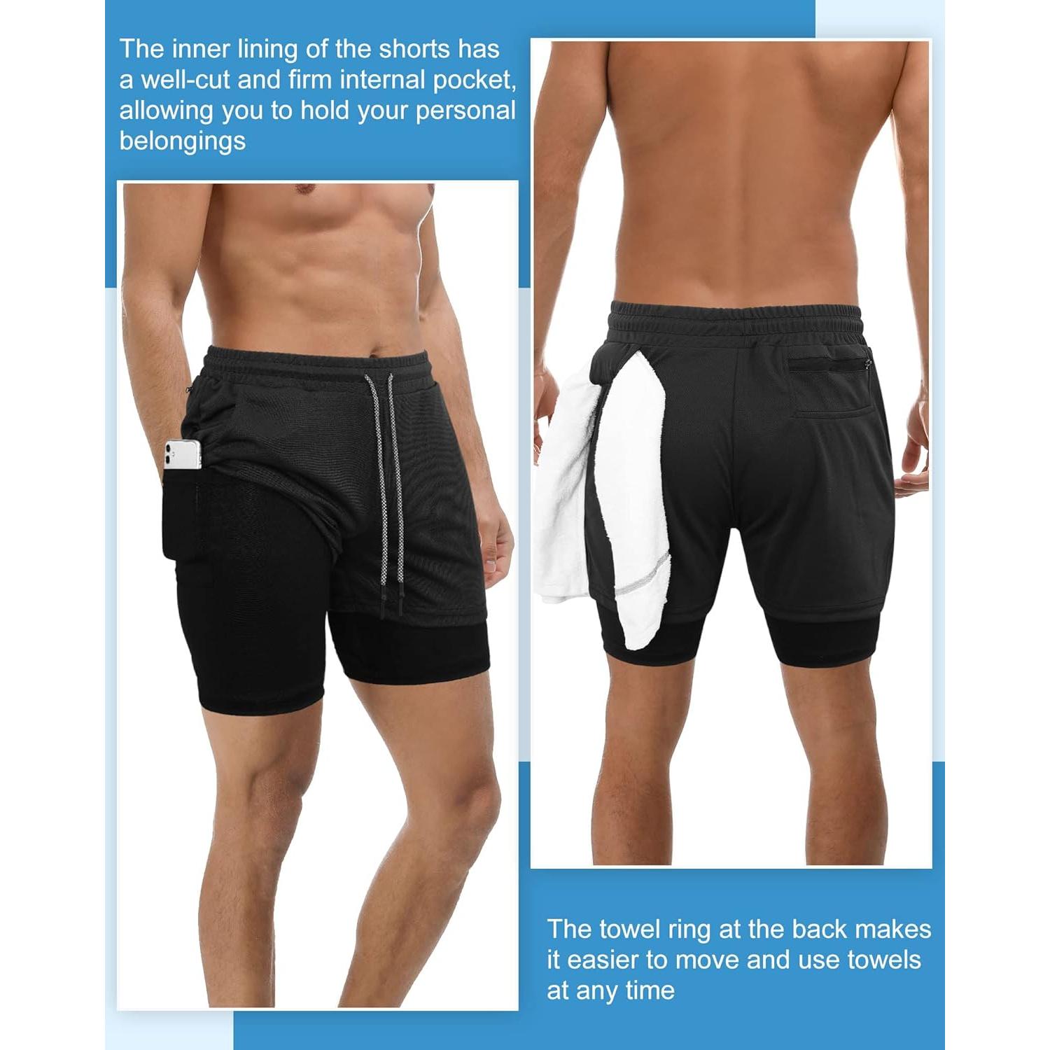Pantalones Cortos de Entrenamiento Sureio 2 en 1 para Hombre 5"