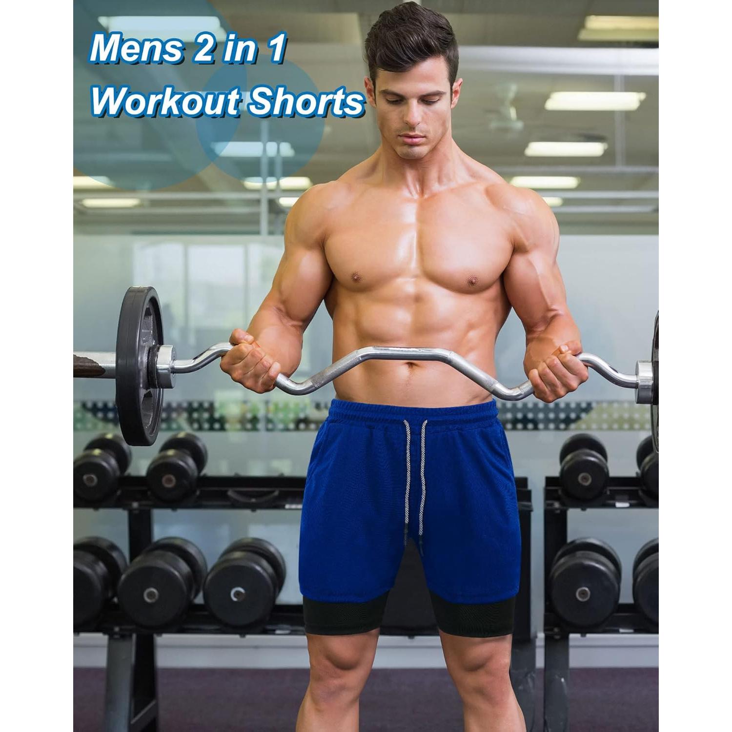 Pantalones Cortos de Entrenamiento Sureio 2 en 1 para Hombre 5"