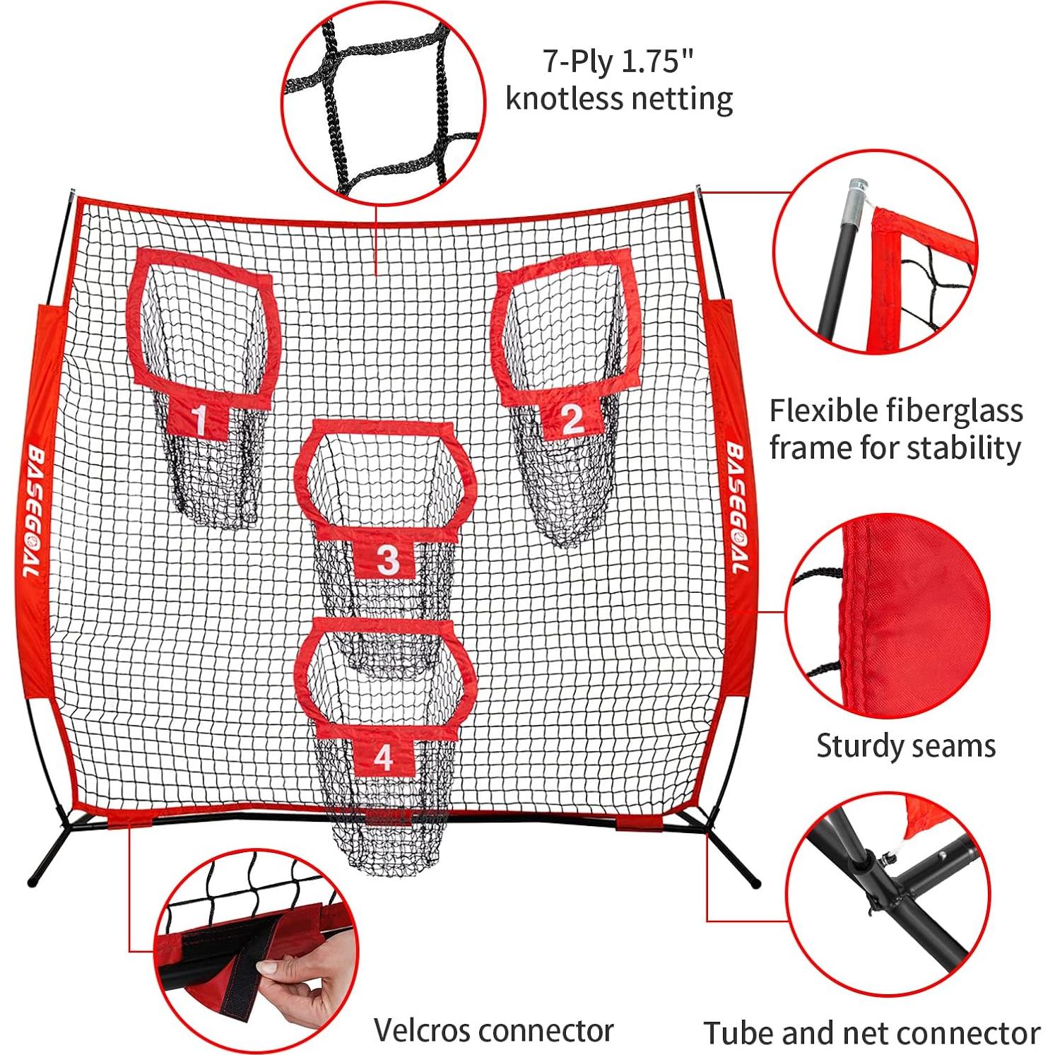Red de Fútbol BaseGoal 2.44m con 4 Bolsillos de Precisión