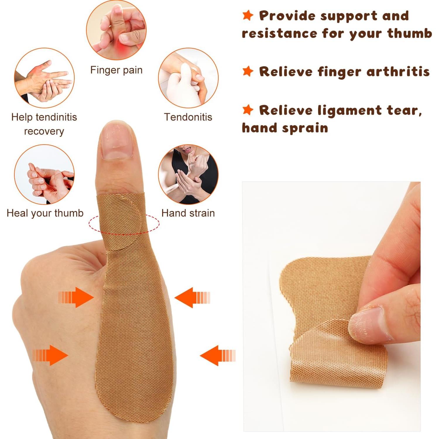 20 Cintas de Soporte para Pulgar Gosknor, Algodón Elástico