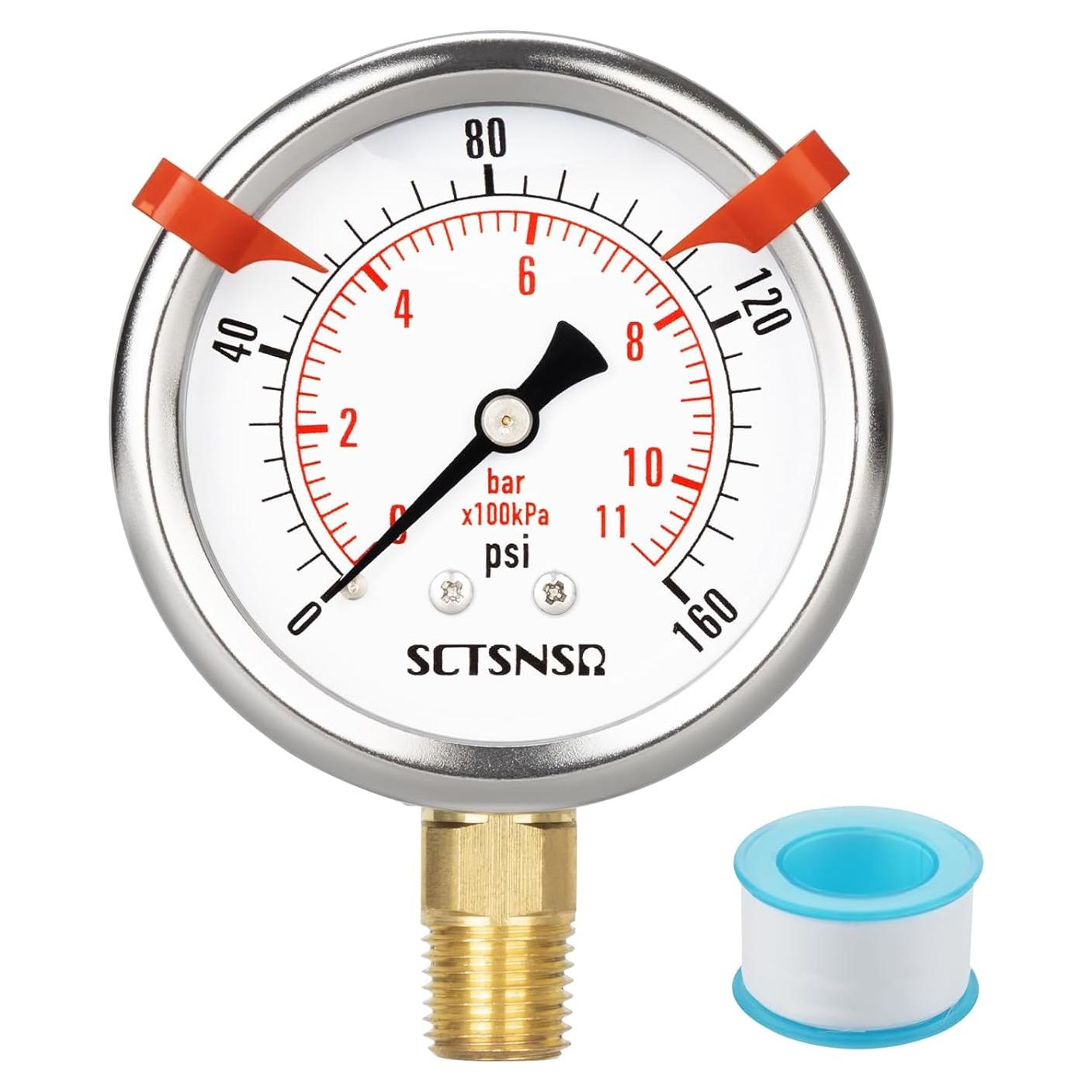 Manómetro de presión SCTSNSR SC01 0-11 bar 2.5" acero inoxidable