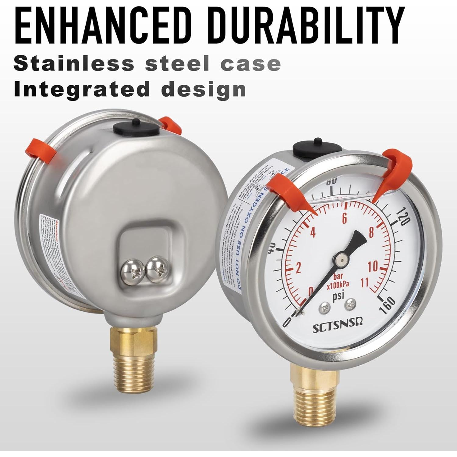 Manómetro de presión SCTSNSR SC01 0-11 bar 2.5" acero inoxidable
