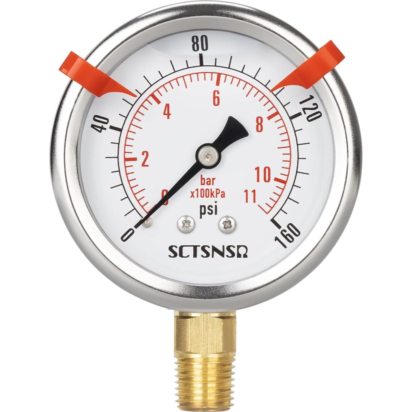 Manómetro de presión SCTSNSR SC01 0-11 bar 2.5" acero inoxidable