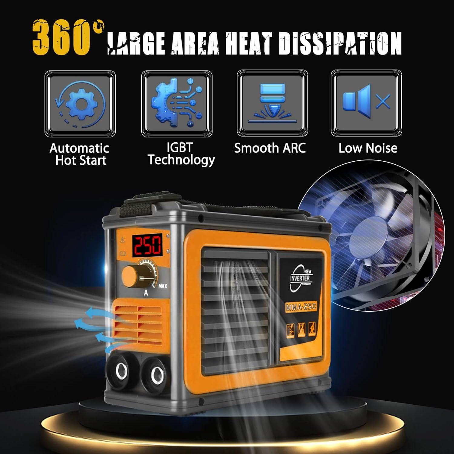 Soldador de Varilla HGNVGZ MMA-250A 110V Pantalla LCD