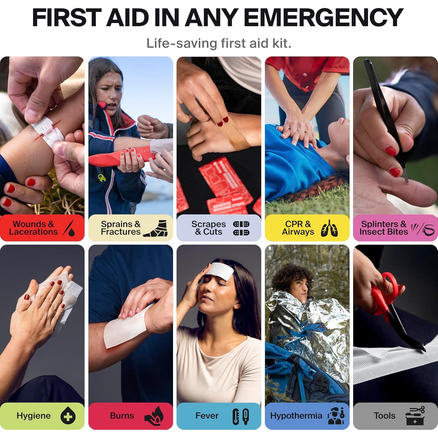 Kit de Primeros Auxilios Pro Grande SurviveX - 5-6 Personas