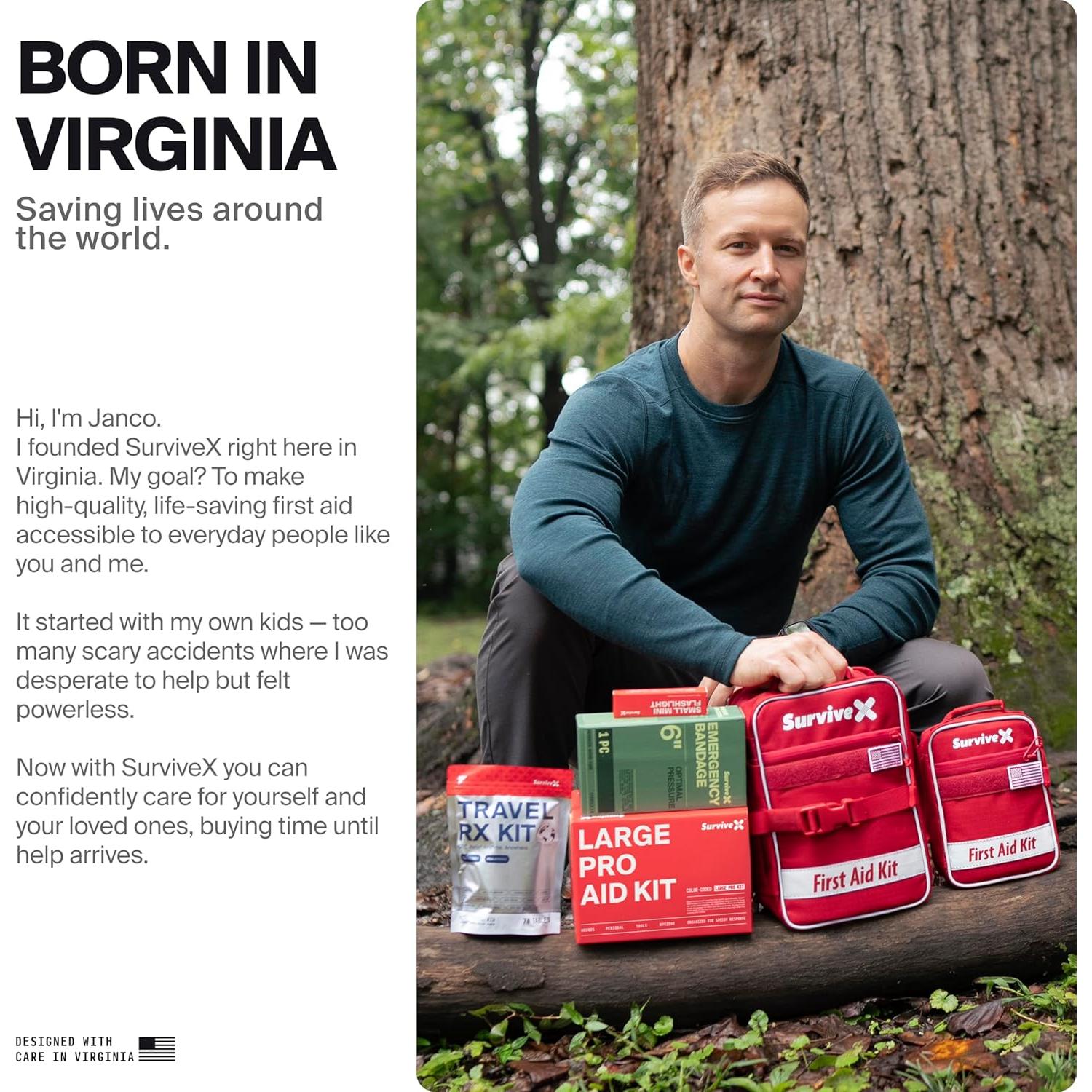 Kit de Primeros Auxilios Pro Grande SurviveX - 5-6 Personas