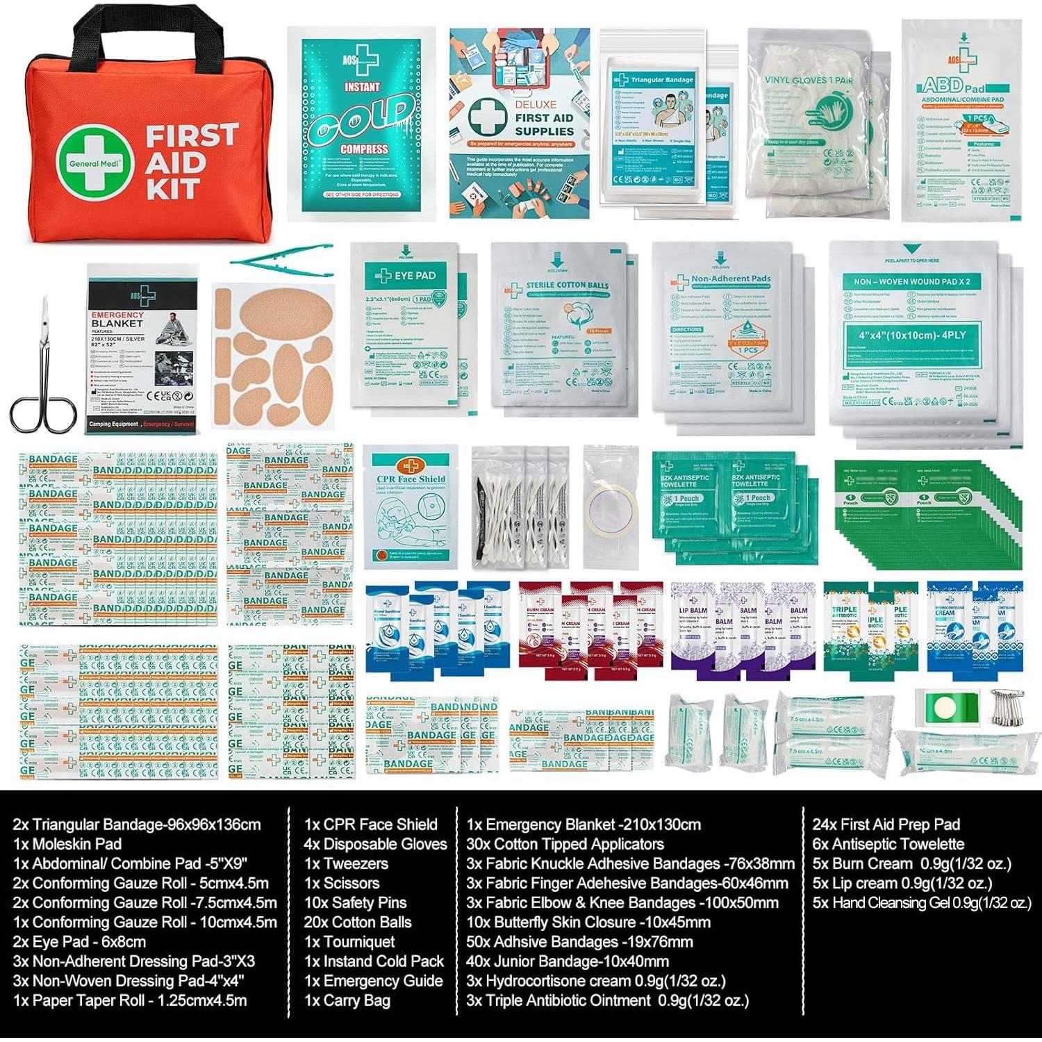 Kit de Primeros Auxilios General Medi 250 Piezas - Compacto y Portátil