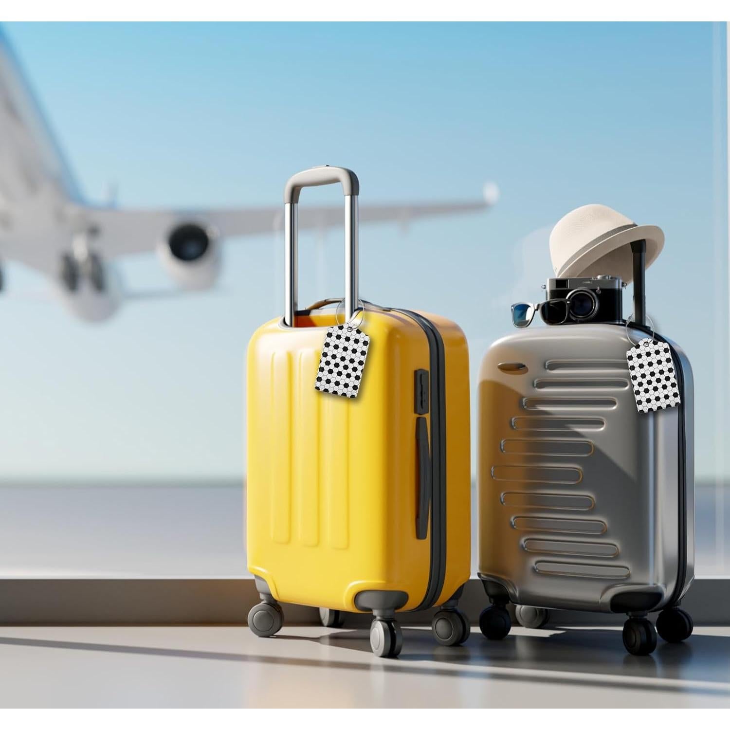 Etiqueta de Equipaje de Cuero PU SUILCEUT Fútbol 12x7cm 5 Piezas