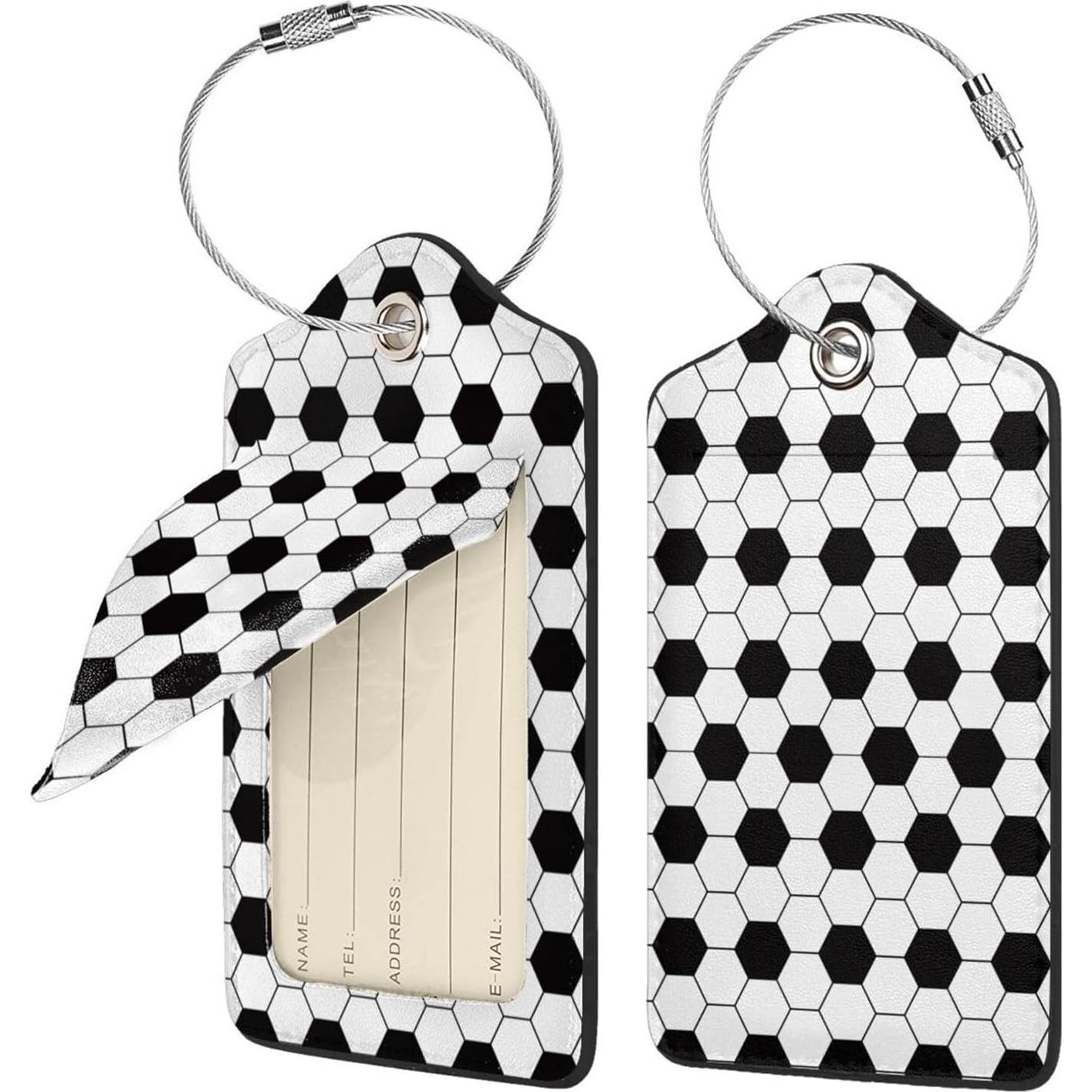 Etiqueta de Equipaje de Cuero PU SUILCEUT Fútbol 12x7cm 5 Piezas