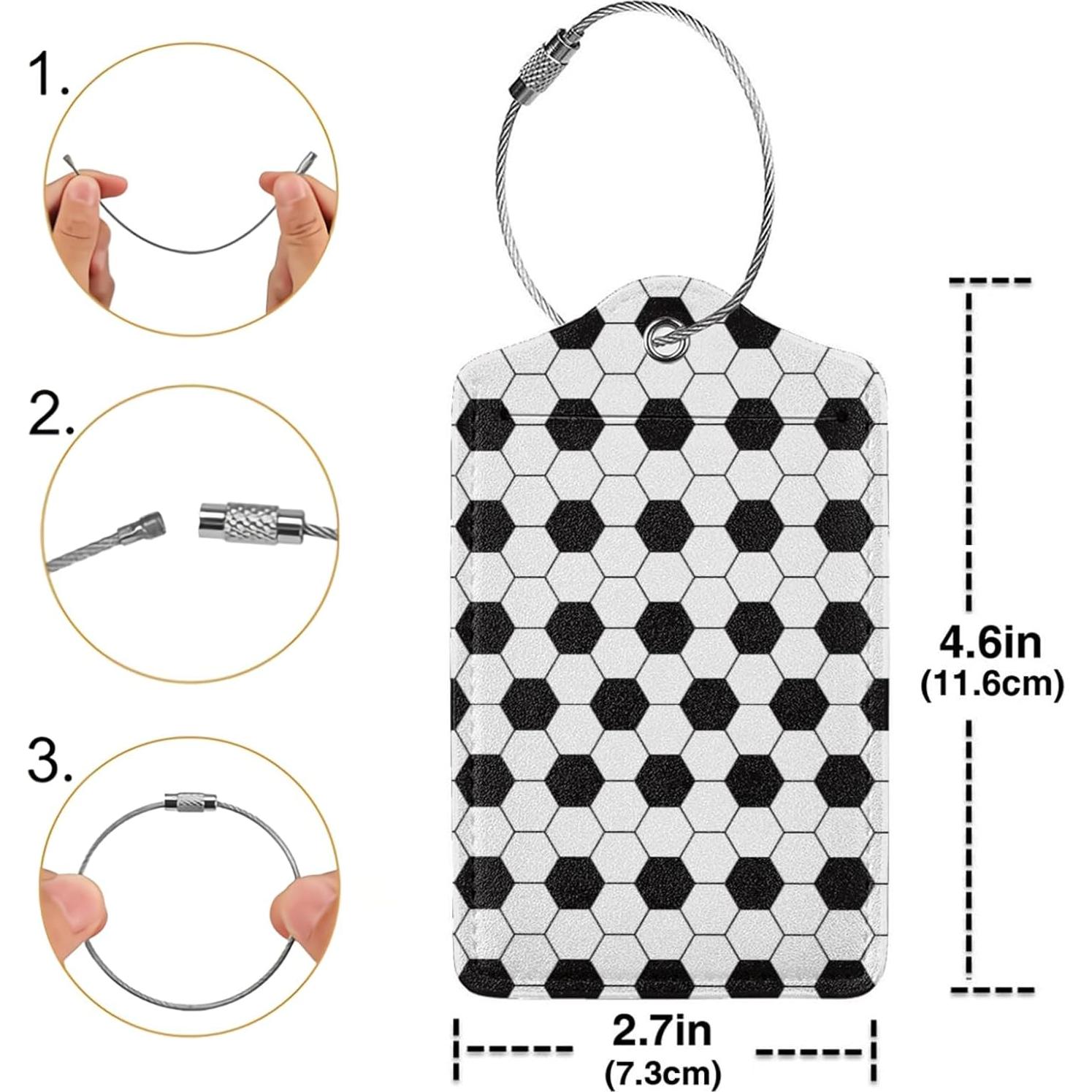 Etiqueta de Equipaje de Cuero PU SUILCEUT Fútbol 12x7cm 5 Piezas