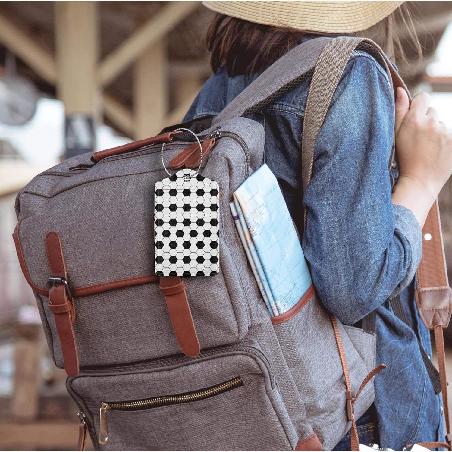 Etiqueta de Equipaje de Cuero PU SUILCEUT Fútbol 12x7cm 5 Piezas