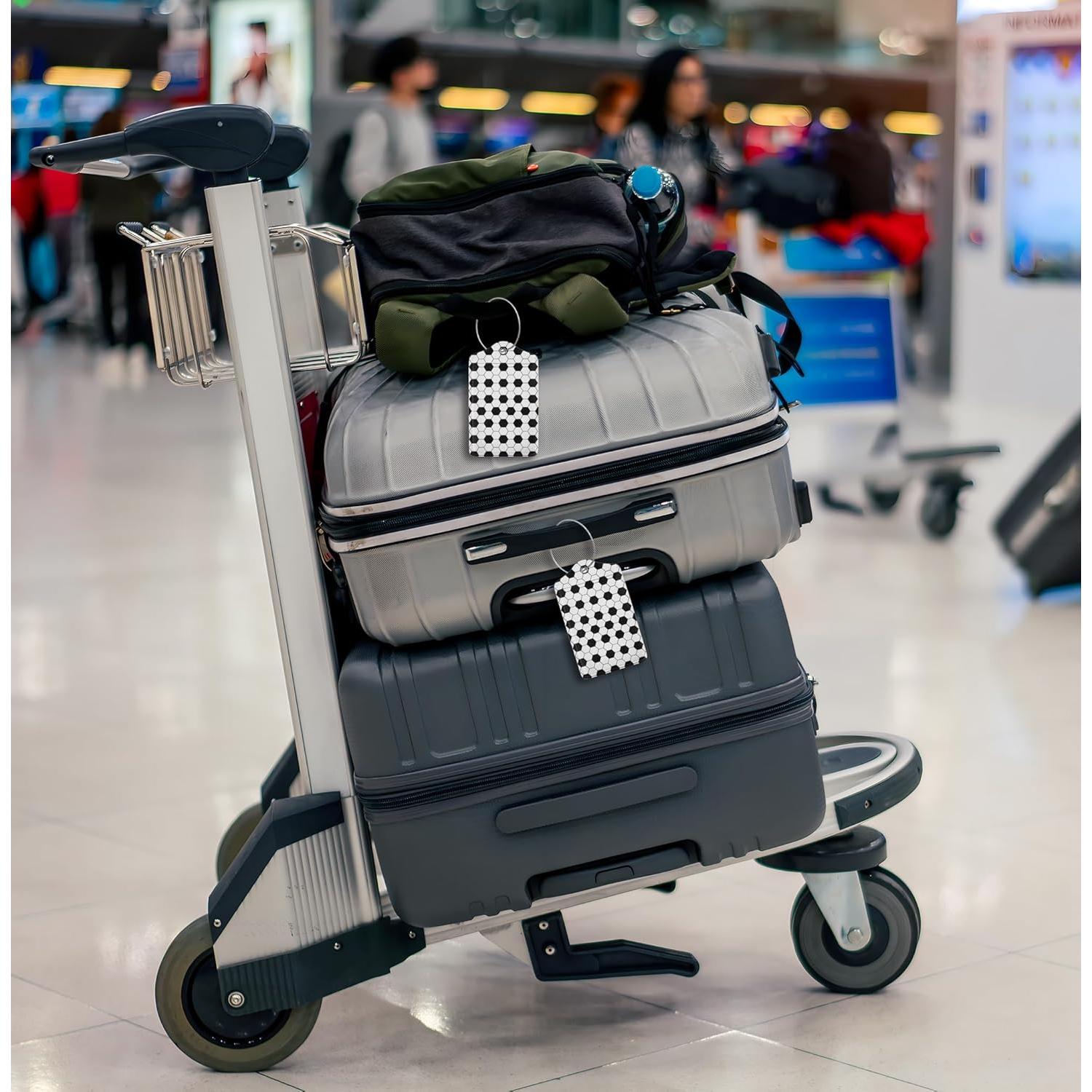 Etiqueta de Equipaje de Cuero PU SUILCEUT Fútbol 12x7cm 5 Piezas