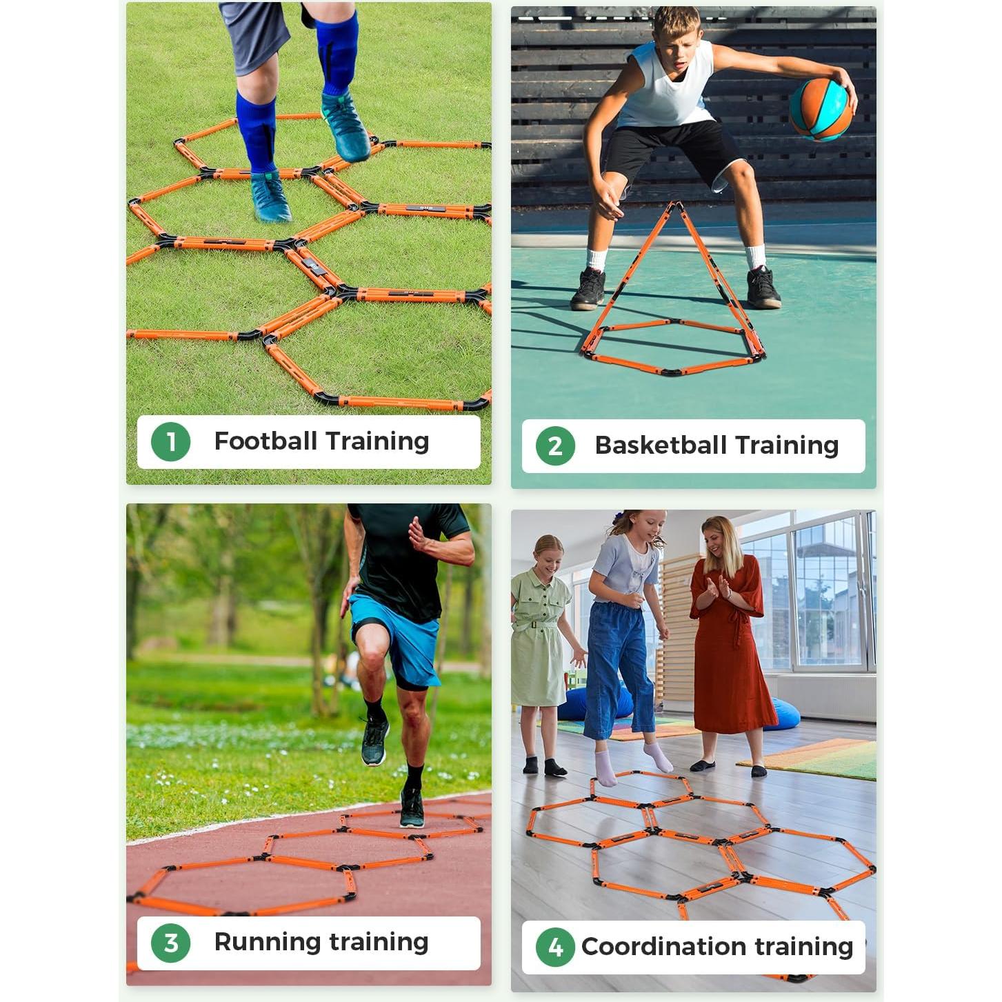 Conjunto de Anillos de Agilidad Hexagonales GHB + 12 Conos 22.86 cm