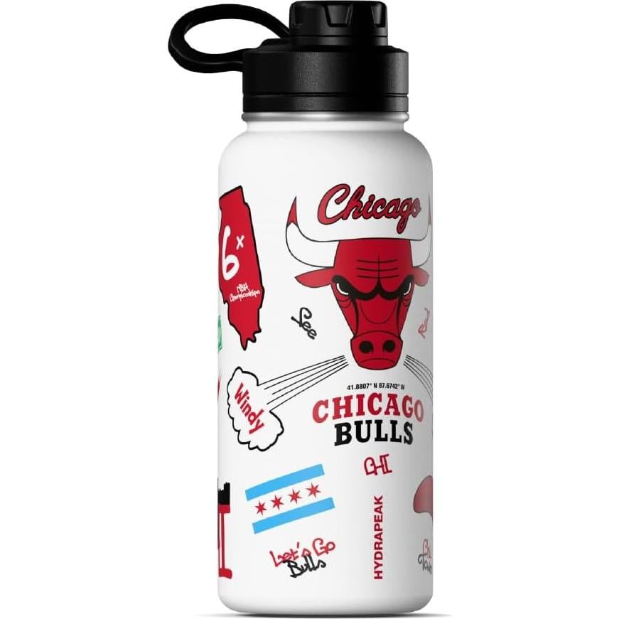 Botella de Agua Reutilizable Hydrapeak 32oz Chicago Bulls Acero Inoxidable