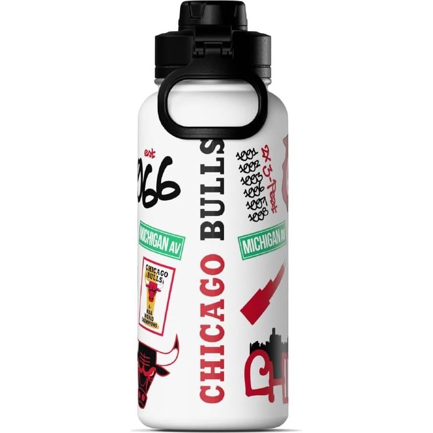 Botella de Agua Reutilizable Hydrapeak 32oz Chicago Bulls Acero Inoxidable