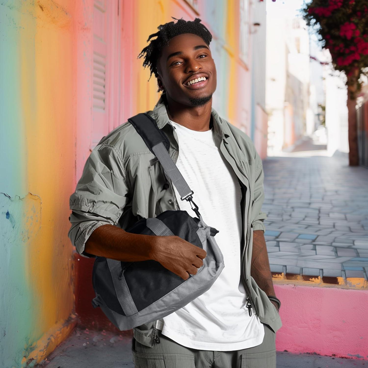 Bolsa de Viaje Pequeña DALIX 14" Doble Tono Negro Gris