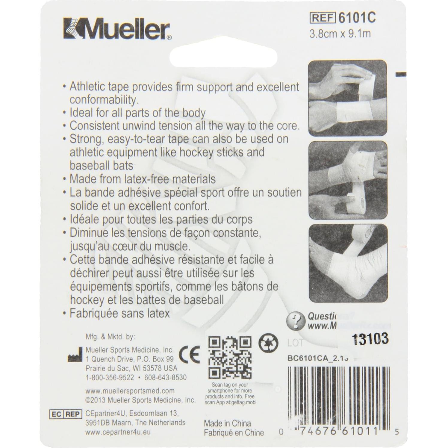 Cinta Atlética Mueller Sport Care 3.8 cm x 9.1 m Rollo Único