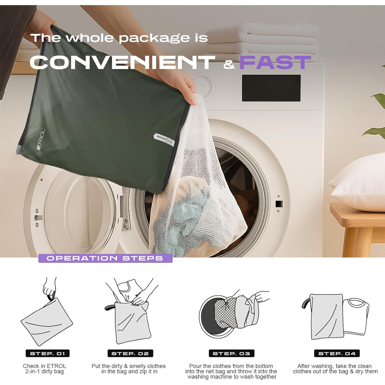 Bolsa de Lavandería de Malla ETROL Gris 17.5x15cm Plegable