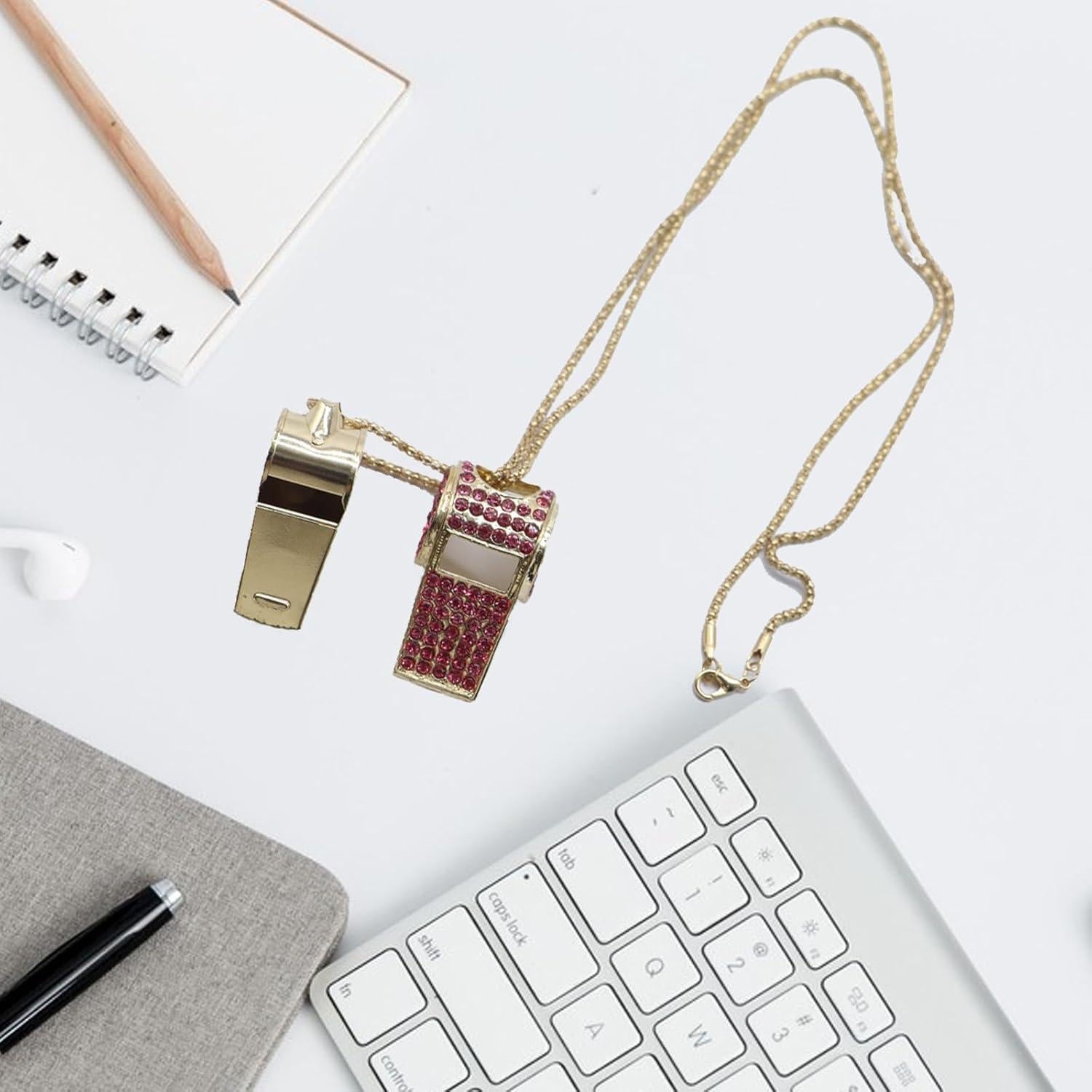 Silbato de Cristal Brillante QUJIFETU con Collar 76.2cm