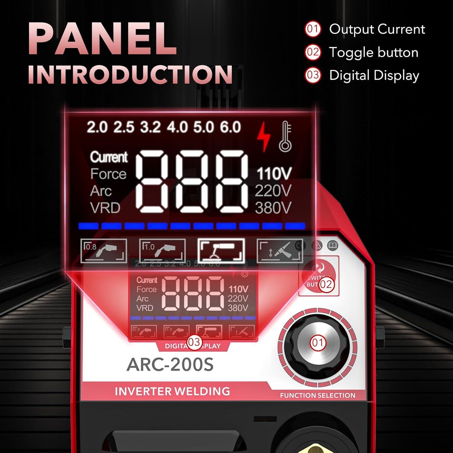 Soldadora Stick YesRight MMA 200A IGBT Portátil con LED