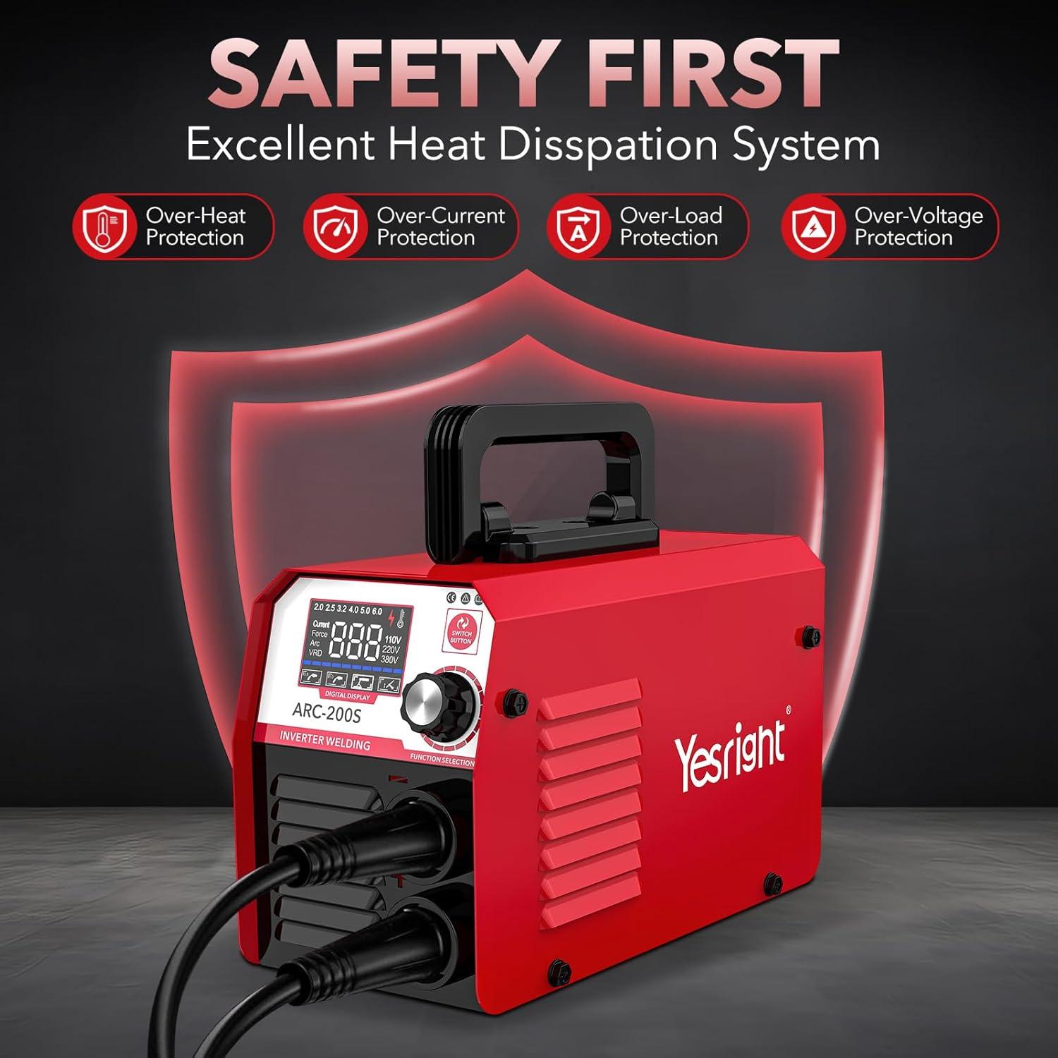 Soldadora Stick YesRight MMA 200A IGBT Portátil con LED