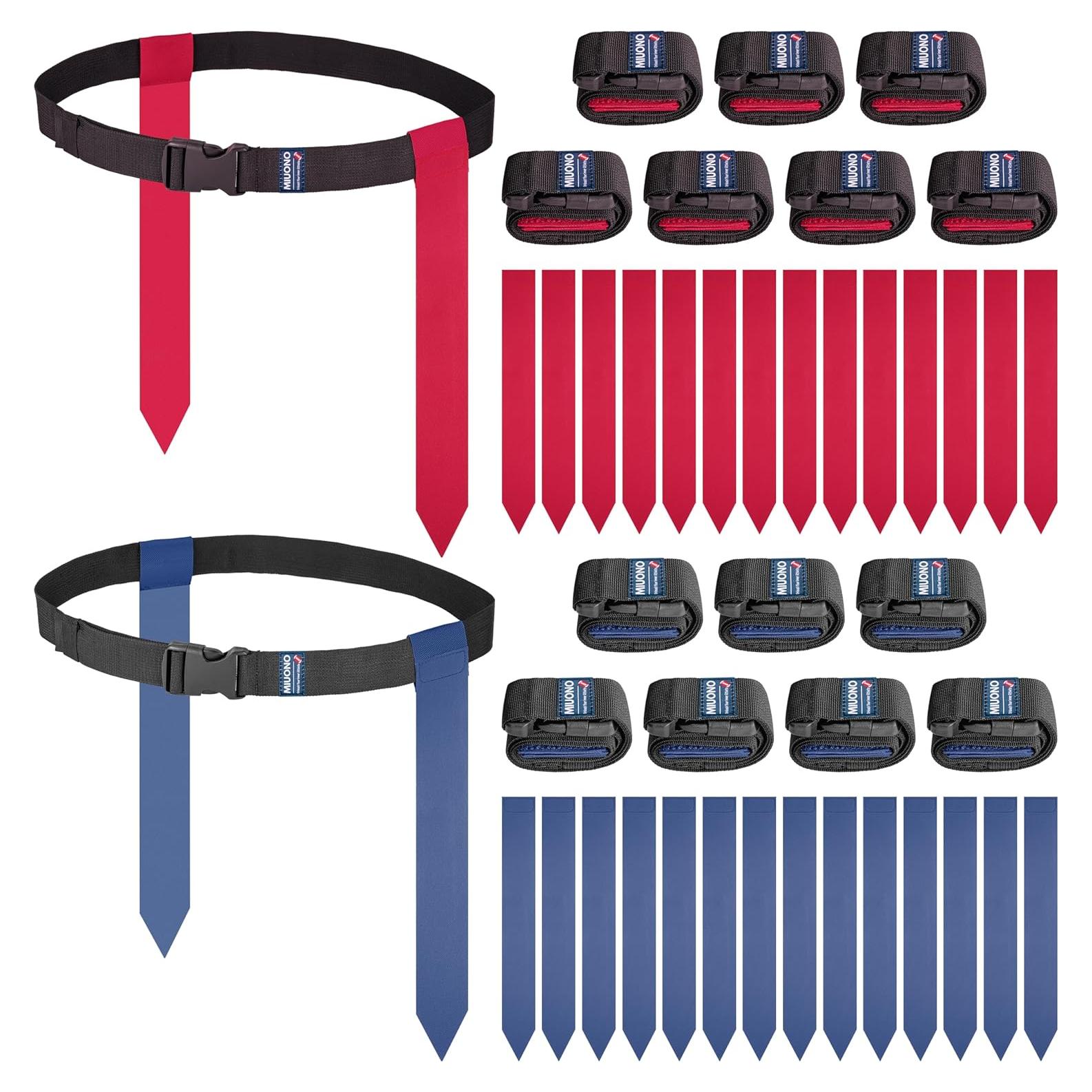 Cinturones de Fútbol Flag MIUONO Set 14 Jugadores Rojo y Azul