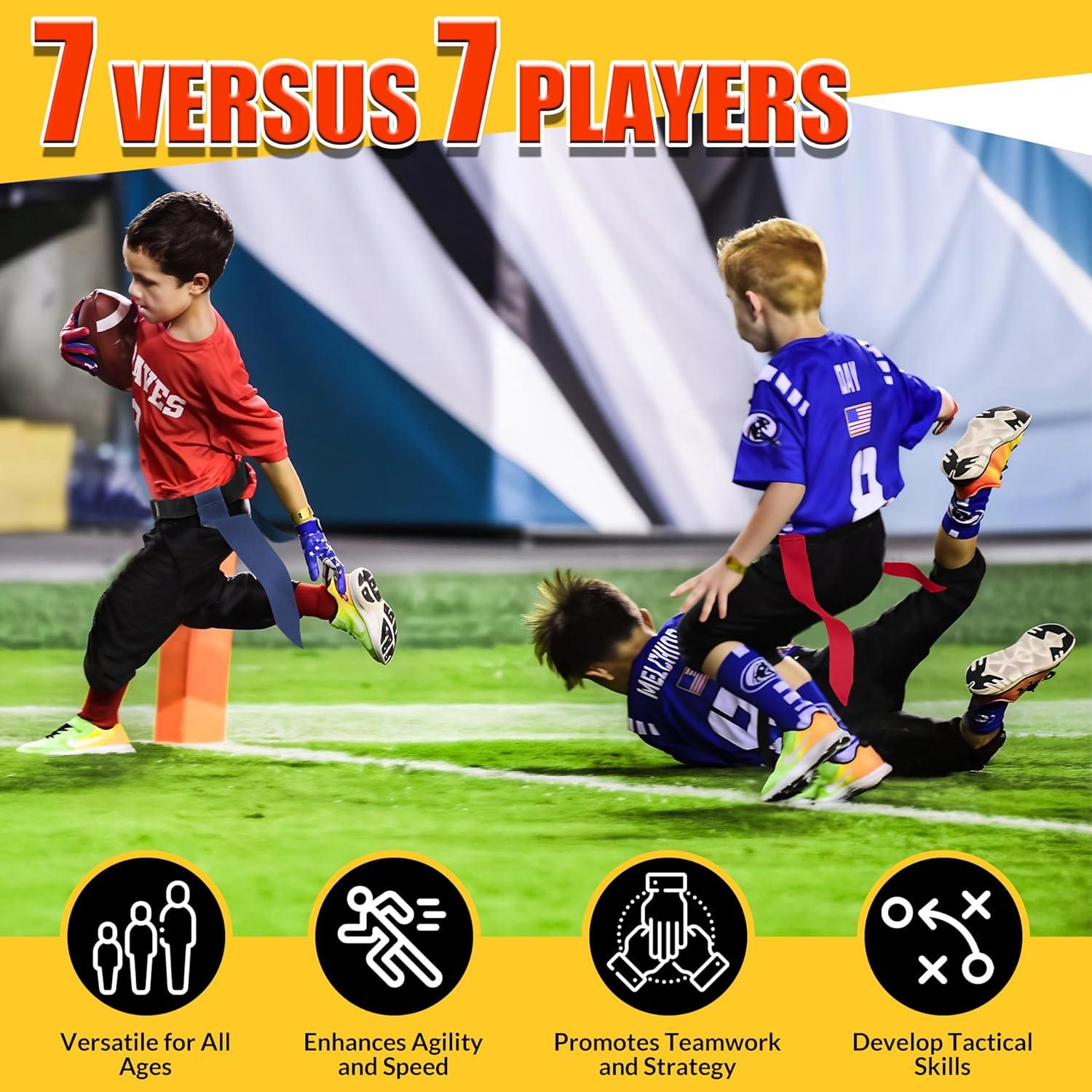 Cinturones de Fútbol Flag MIUONO Set 14 Jugadores Rojo y Azul