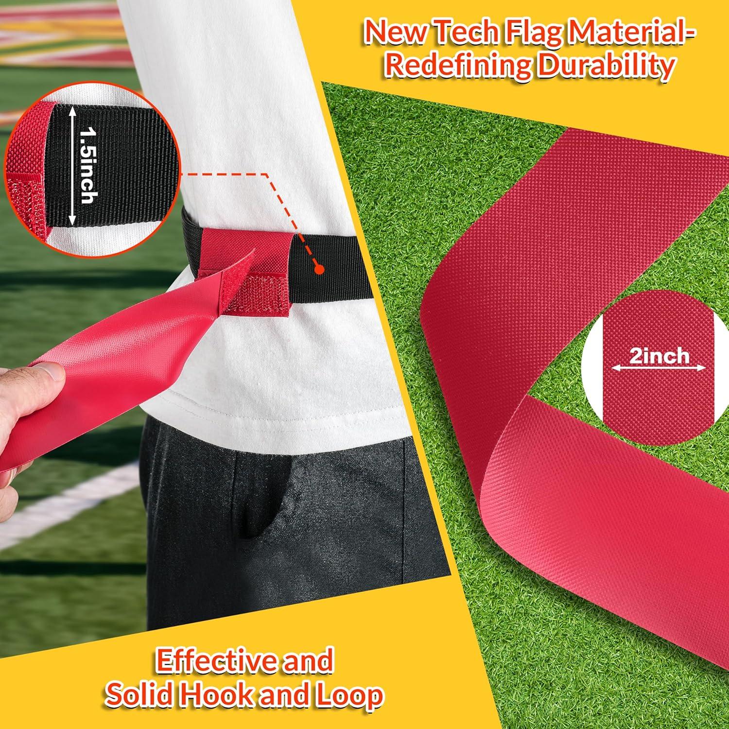 Cinturones de Fútbol Flag MIUONO Set 14 Jugadores Rojo y Azul