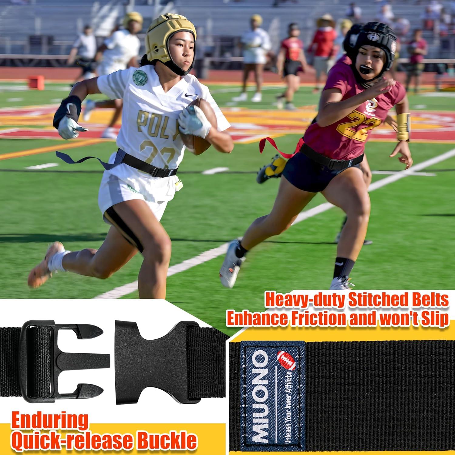 Cinturones de Fútbol Flag MIUONO Set 14 Jugadores Rojo y Azul