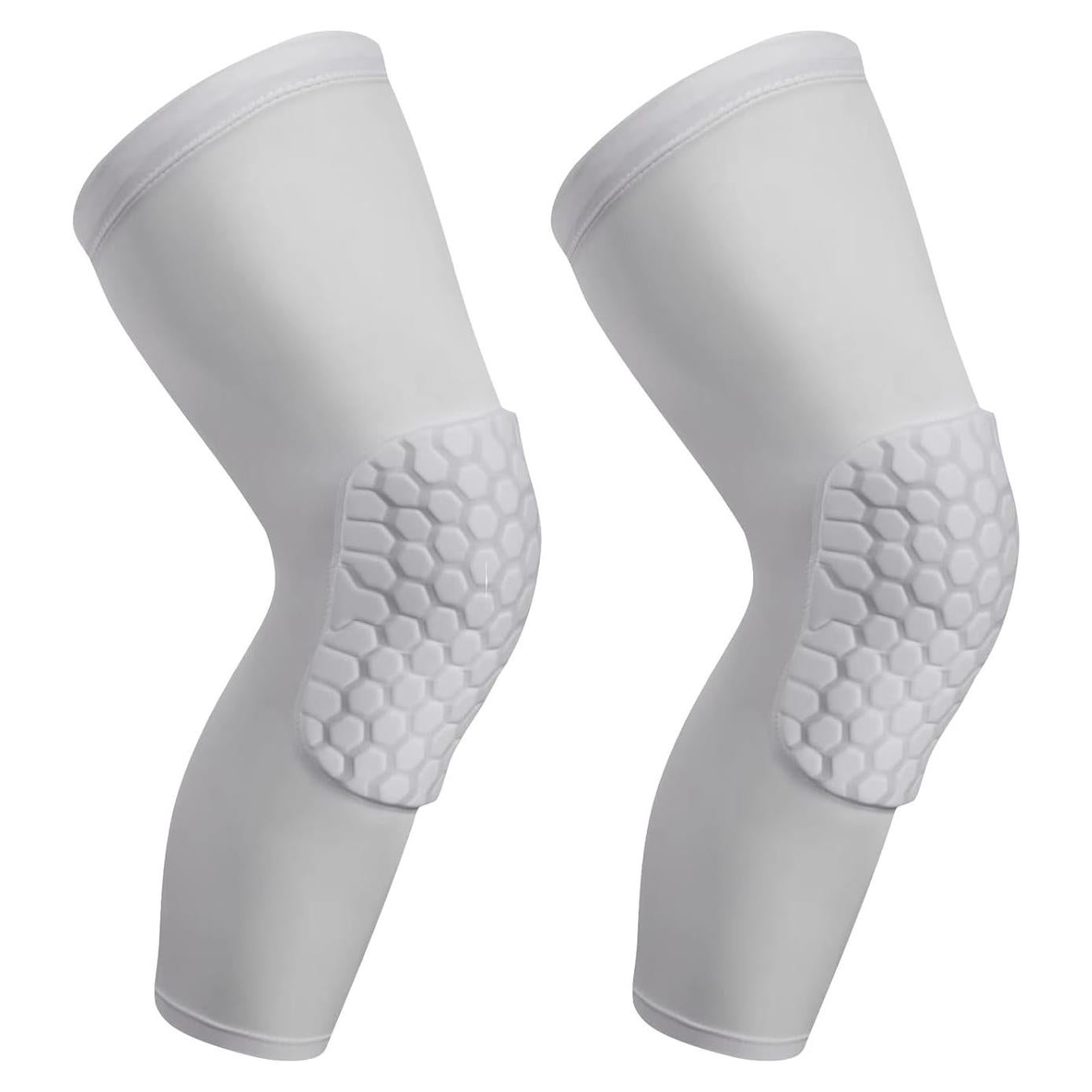 2 Mangas de Rodilla Compresivas SUJAYU para Baloncesto - Blanco Mediano