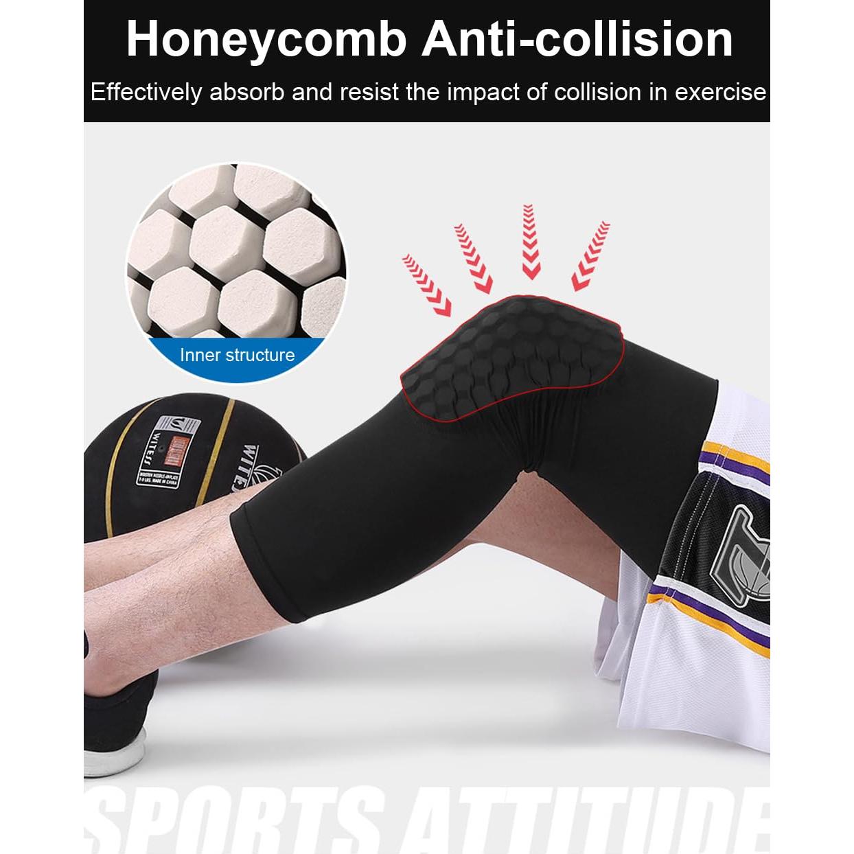 2 Mangas de Rodilla Compresivas SUJAYU para Baloncesto - Blanco Mediano