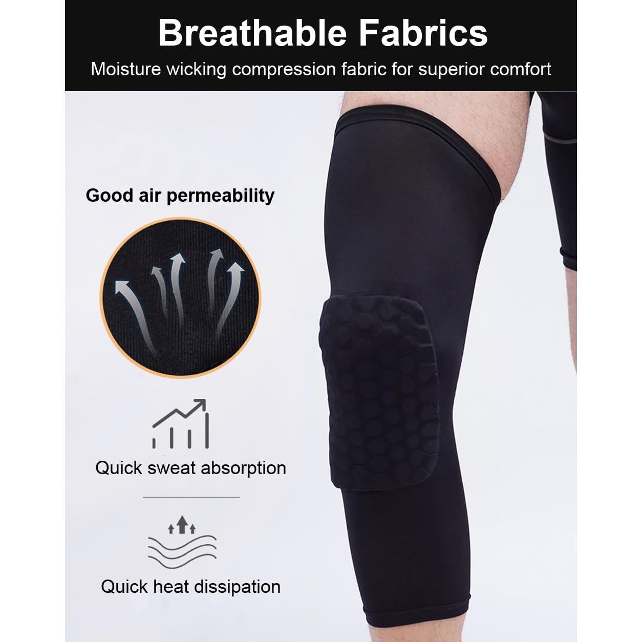 2 Mangas de Rodilla Compresivas SUJAYU para Baloncesto - Blanco Mediano