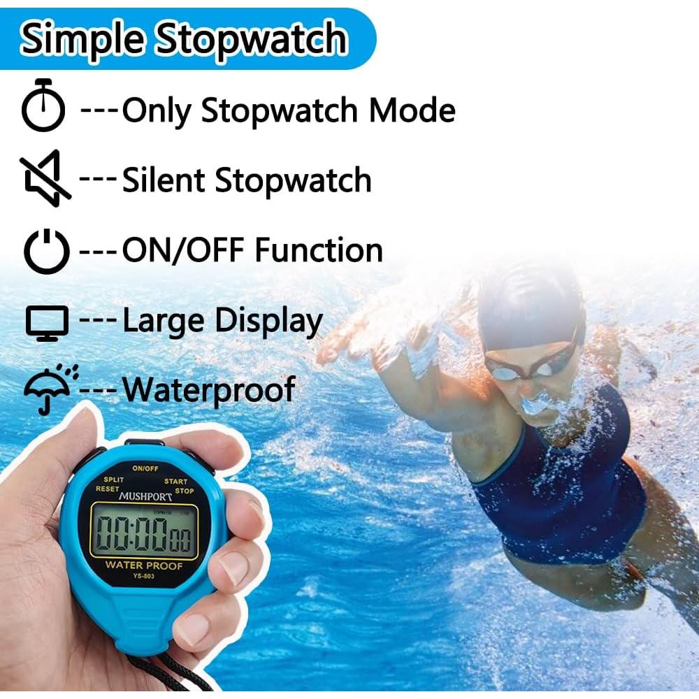 Cronómetro Digital Impermeable MUSHPORT Azul Simple