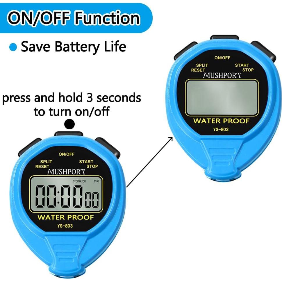 Cronómetro Digital Impermeable MUSHPORT Azul Simple