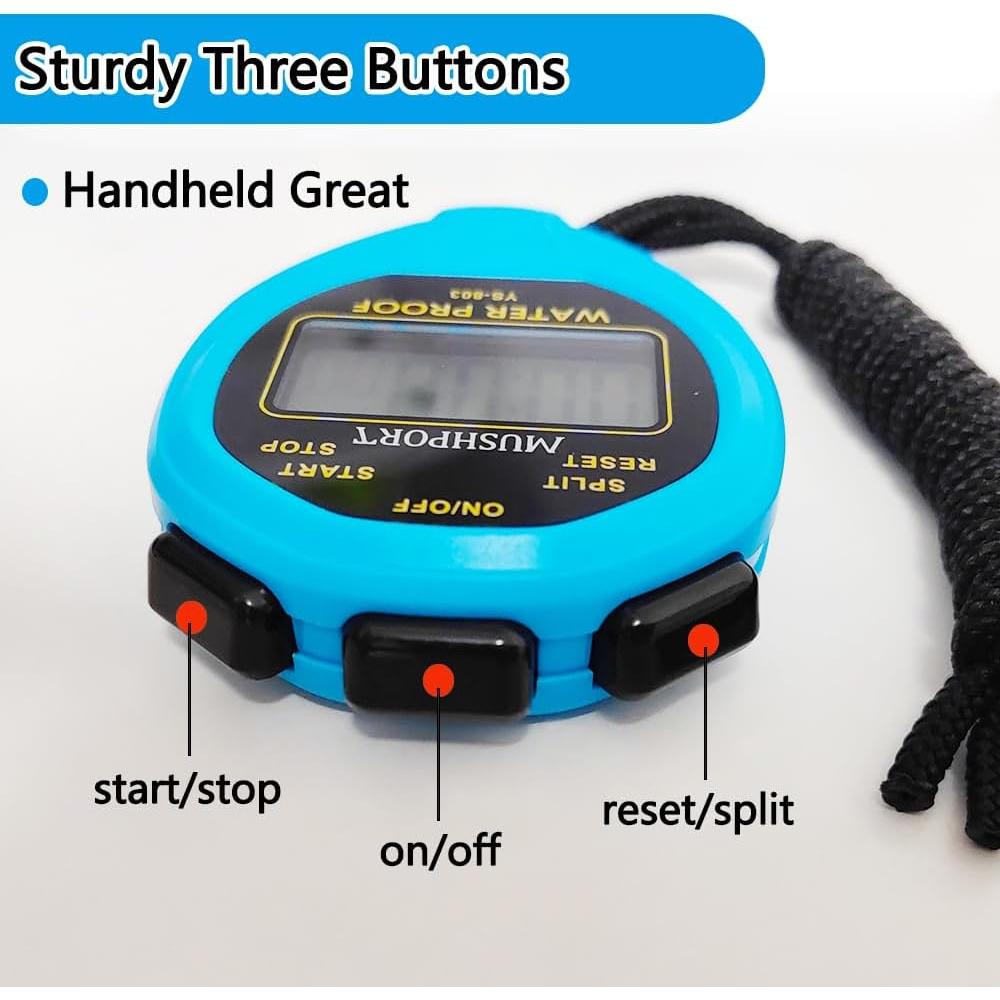 Cronómetro Digital Impermeable MUSHPORT Azul Simple