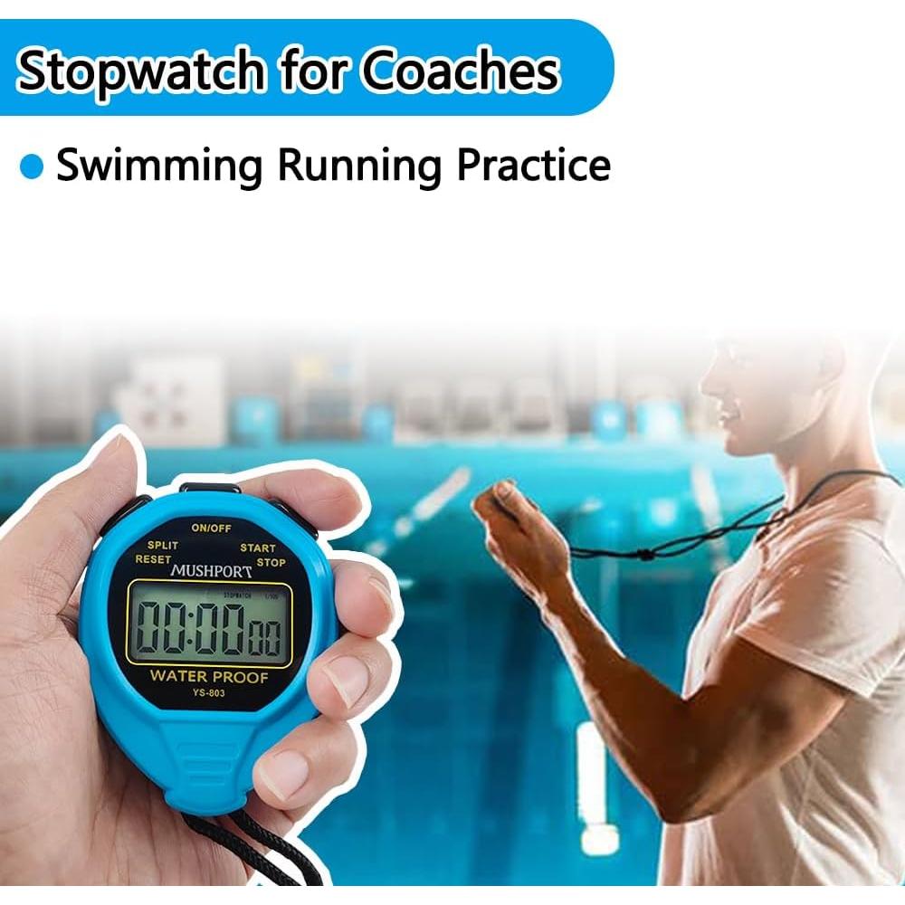 Cronómetro Digital Impermeable MUSHPORT Azul Simple