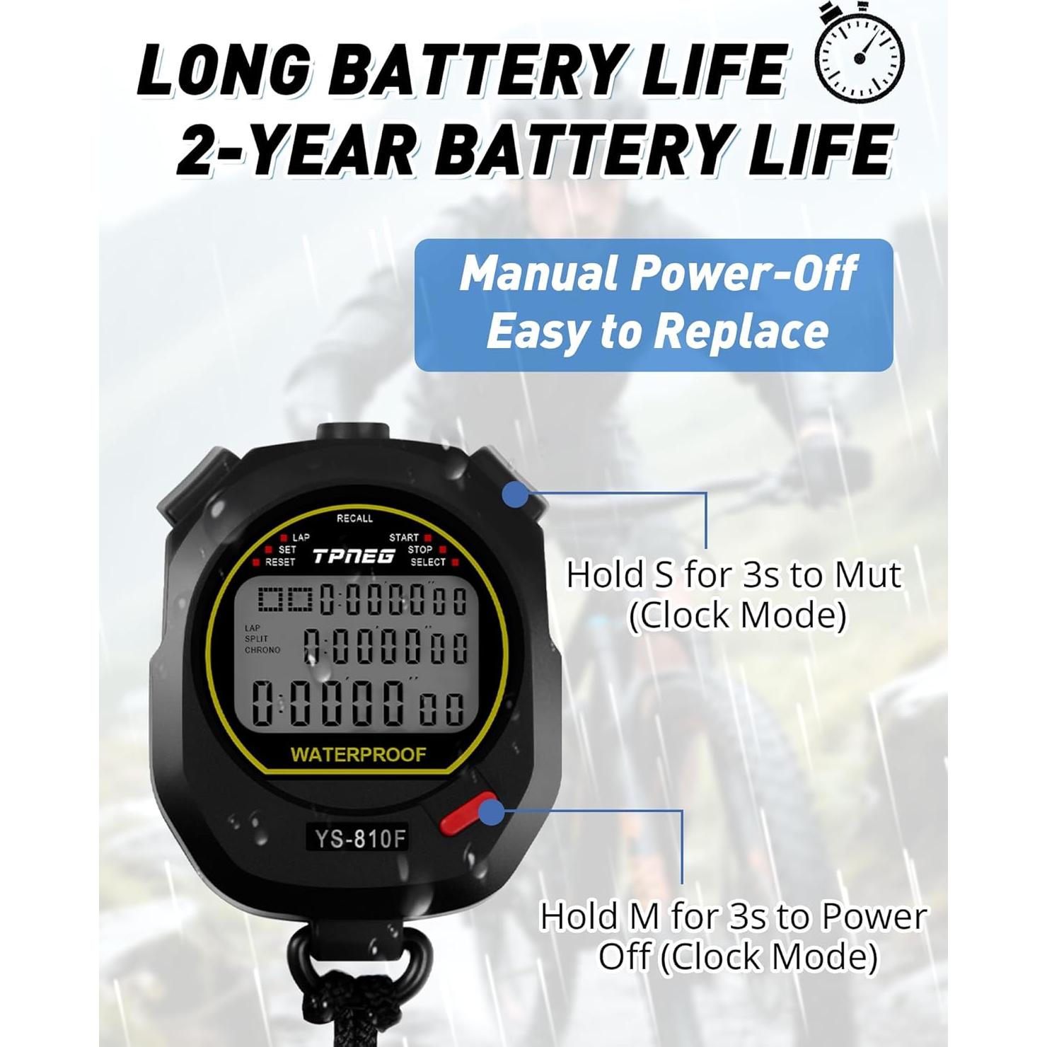 Cronómetro Profesional Impermeable TPNEG 10Laps - Pantalla Grande