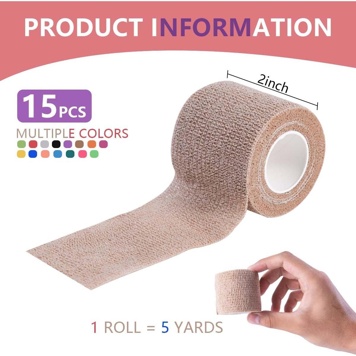 Paquete de 15 vendajes autoadhesivos KISEER 5m x 5cm coloridos