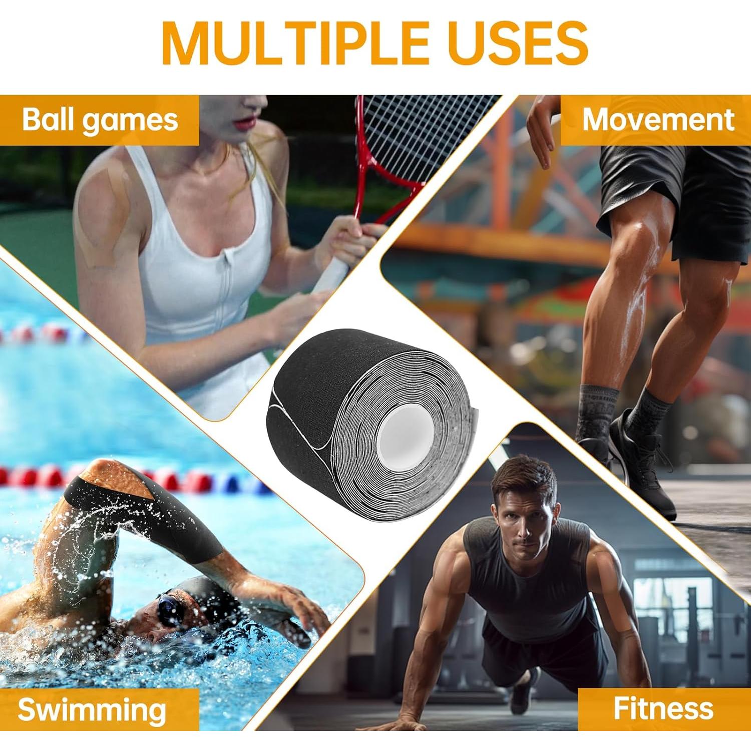 Cinta de Kinesiología Dimora 80 Tiras Pre-cortadas 25.4 cm Negro